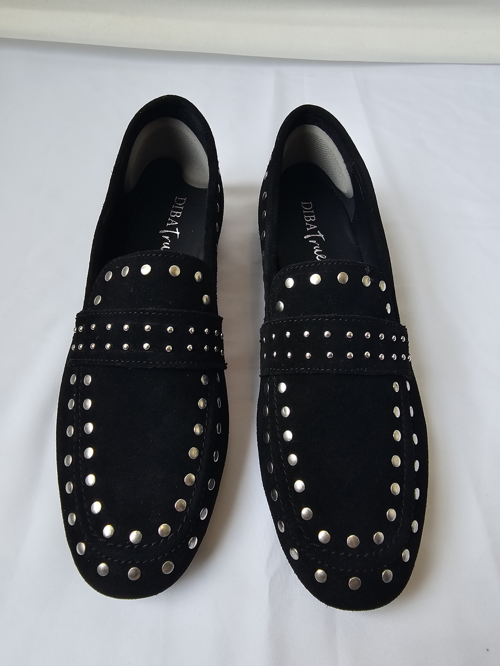 Diba True "Can Yon" Black Suede Moccasins with Studs - Size 7.5
